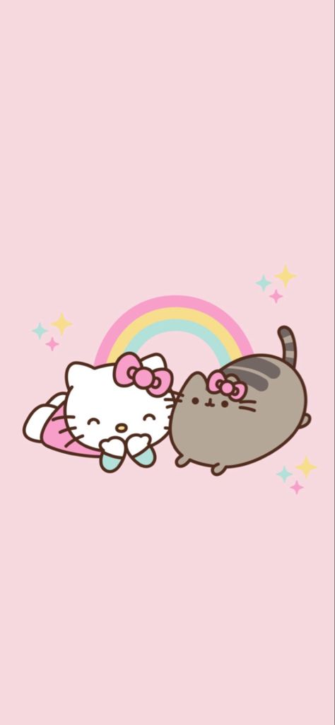 Hello Kitty Pusheen, Pusheen Hello Kitty, Pusheen Birthday, Pusheen Cat, Sanrio Wallpaper, Pusheen, Hello Kitty Wallpaper, Cute Wallpapers, Cool Pictures