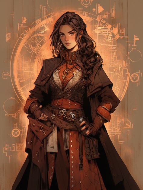 Dnd Shop Keeper Art, Librarian Dnd Character, Steampunk Necromancer, Business Woman Character Art, Fantasy Archaeologist, Human Sorcerer Female Dnd, Female Adventurer Character Design, Cartographer Character, Female Artificer Dnd