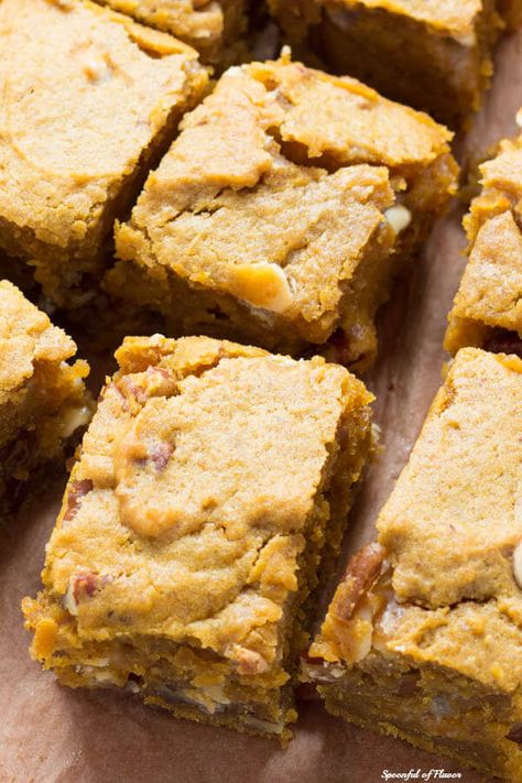 Pumpkin Blondies Recipe, Pumpkin Blondies, Lemon Zucchini Bread, Pumpkin Treats, Pumpkin Delight, Oh Sweet Basil, Lemon Zucchini, Blondies Recipe, Pumpkin Treat