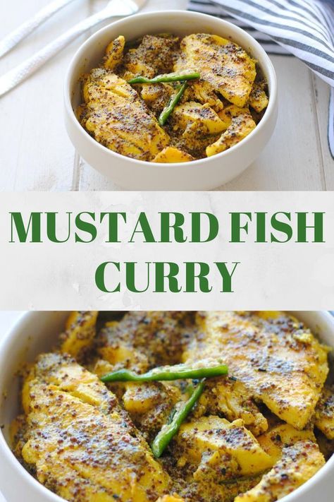 Indian mustard fish curry made in the Bengali style is white fish fillets cooked in a wonderfully spicy, flavorful and bright yellow mustard and chilli gravy. It's a quick and easy weekday recipe made with just 5 ingredients! Serve with steamed, white rice for an authentic taste. #fishcurry #bengalifood #easyfishrecipe Basa Fish Recipes, Indian Fish Recipes, Bengali Fish Curry, Frozen Fish Fillets, Cooking Curry, Fish Curry Recipe, Steamed White Rice, North Indian Recipes, Fish Fillets