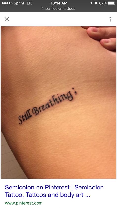 "Still breathing" which can be so hard sometimes Im Still Breathing Tattoo, Still Breathing Tattoo, Breathing Tattoo, Meaning Tattoos, Nail Piercing, Aesthetic Tattoos, Anklet Tattoos, Semicolon Tattoo, Writing Tattoos