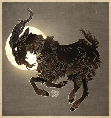 Black Goat Art, Goat Art Illustration, Canis Albus, Black Goat, Goat Art, Arte Grunge, Occult Art, Creature Drawings, Creepy Art