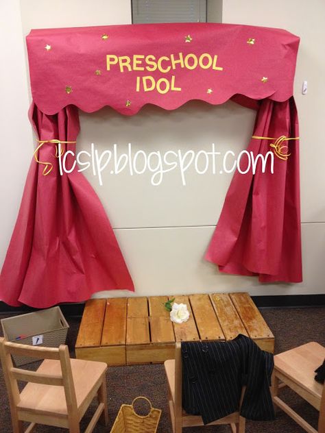 L.C., SLP: Lights, Camera, Idol! Great way to get language out of kids-give them a microphone! Pinned by SOS Inc. Resources. Follow all our boards at pinterest.com/sostherapy for therapy resources. Purposeful Play, Dramatic Play Preschool, Music Curriculum, Music Week, Summer Preschool, Preschool Music, Dramatic Play Centers, Speech Language Pathologist, Creative Curriculum