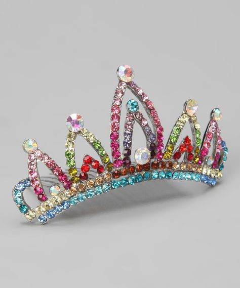 Look at this Light Rainbow Rhinestone Tiara on #zulily today! Cheap Rainbow Colored Jewelry, Party Rainbow Jewelry With Sparkling Stones, Elegant Rainbow Jewelry With Sparkling Stones, Rainbow Crown, Rainbow Tiara, Lindy Bop Dress, Lindy Bop, Cool Kids Clothes, Rhinestone Tiara