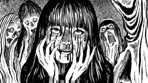 Junji Ito, A Ghost, Cemetery, Ghost, Black And White, White, Black