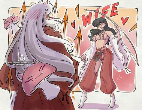 Inuyasha Funny, Inuyasha Love, Seshomaru Y Rin, Inuyasha And Sesshomaru, Inuyasha Fan Art, Arte Monster High, Kagome And Inuyasha, Anime Poses Reference, Anime Couples Drawings