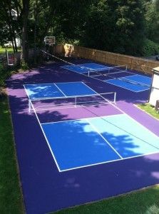 Backyard Pickleball Court Builder Pickel Ball Court, Pickleball Court Colors, Backyard Bars, Public Plaza, Backyard Court, Home Basketball Court, Basketball Court Backyard, Tennis Nets, Pool Guest House