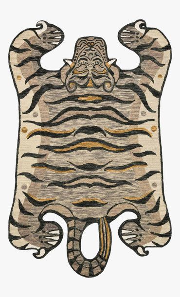 FEROZ | Loloi Rugs Tiger Rug, Justina Blakeney, Unique Area Rugs, Hooked Wool, Contemporary Floor, Hooked Rug, Tiger Design, Loloi Rugs, Image Description