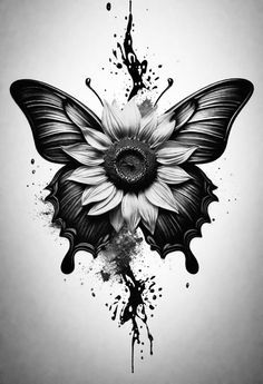 Sunflower Tattoo On Neck, Butterfly Sunflower Tattoo, Small Flower Tattoos For Women, Cover Up Tattoos For Women, Feminine Skull Tattoos, Small Tattoos For Women, Tattoos Aesthetic, Sunflower Tattoo Sleeve, Bright Tattoos