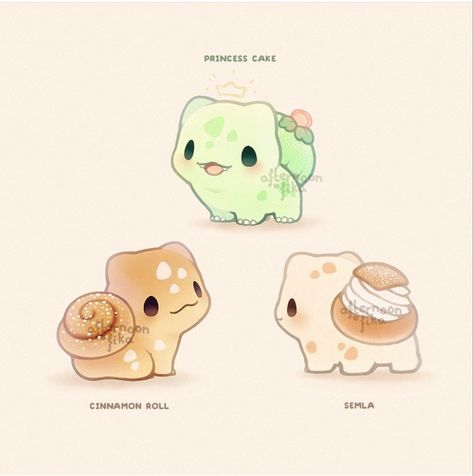 Afternoon Fika, Swedish Treats, Griffonnages Kawaii, Ewolucje Eevee, Kawaii Cat Drawing, Animal Doodles, Tanah Liat, Cute Kawaii Animals, Cute Fantasy Creatures