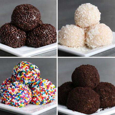 Four Delicious Brigadeiro Recipes Vanilla Brigadeiro Recipe, Brigadeiro Recipe, Truffle Recipes, Types Of Desserts, Candy Truffles, Truffle Recipe, God Mat, Homemade Candies, Yummy Sweets