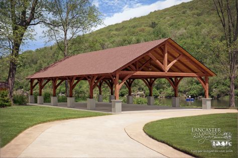 Timber Frame Pavilion, Prefab Sheds, Pavilion Plans, Outdoor Pavilion, Backyard Pavilion, She Sheds, Outdoor Backyard, Timber Framing, Shed Storage