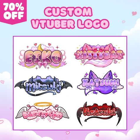 Looking for a cute, kawaii VTuber logo? We can help you create a custom logo that will make your channel stand out! #vtuber #vtuberlogo . #Kawaii #Logos #Vtuber_Logo_Ideas #Cute_Vtuber Vtuber Logo Ideas, Vtuber Logo, Kawaii Logo, Vtuber Design, Watermark Ideas, Vtuber Model, Logo Package, Watermark Design, Virtual Art