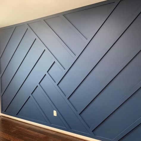 Just using the hands God blessed me with for something good 🙏 Free consultations!! #panelwall #accentwall #makeover #transformation… | Instagram Asymmetrical Wall, Blue Accent Walls, Room Accent Wall, Hallway Designs, Accent Walls In Living Room, Wall Trim, Wall Designs, Condo Living, Wall Molding