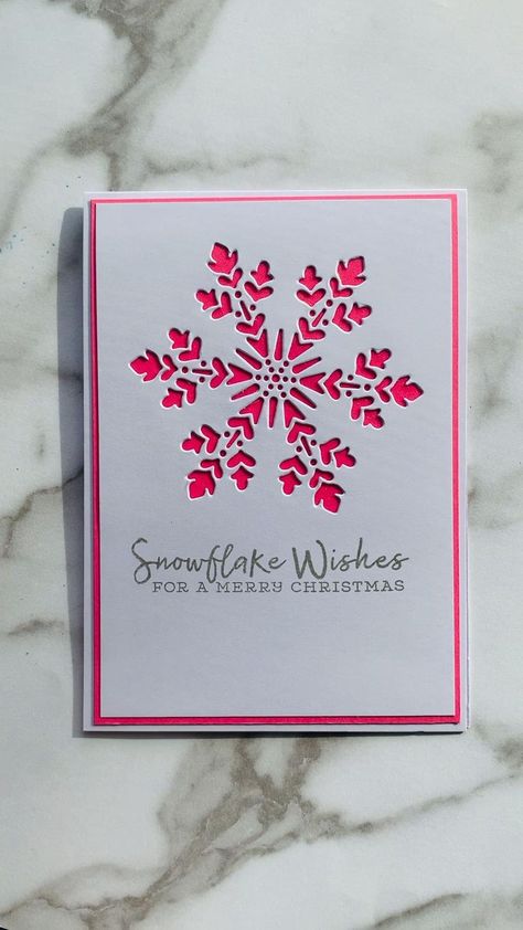 January Cards Handmade, Homemade Xmas Cards Ideas, Winter Birthday Cards Ideas, Snowflake Cards Christmas, Christmas Card Snowflake, Stampin Up Wishes All Around, Christmas Card Designs Handmade, Snowflake Cards Handmade, Stampin Up Snowflake Wishes