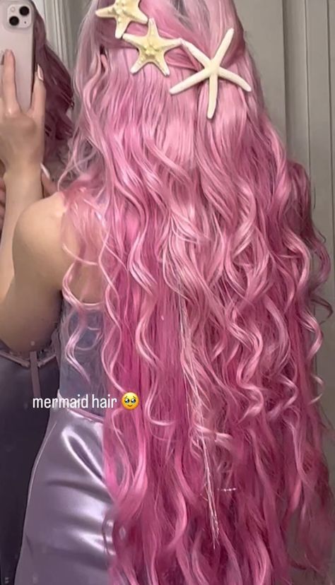 Face Claim Pink Hair, Pink Mermaid Hair, Pink Mermaid Aesthetic, Mermaid Things, Pink Mermaid Tail, Sea Hair, Aphrodite Aesthetic, Mermaid Core, Mermaid Pink