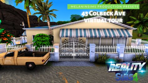 From Reality 2 Sims - 43 Colbeck Ave | Melanin Sims on Patreon Jamaican Sims 4 Cc, Jamaica House, Starter Home, Sims 4 Dresses, Sims Cc, Jamaica, Sims 4, House Design, Outdoor Decor