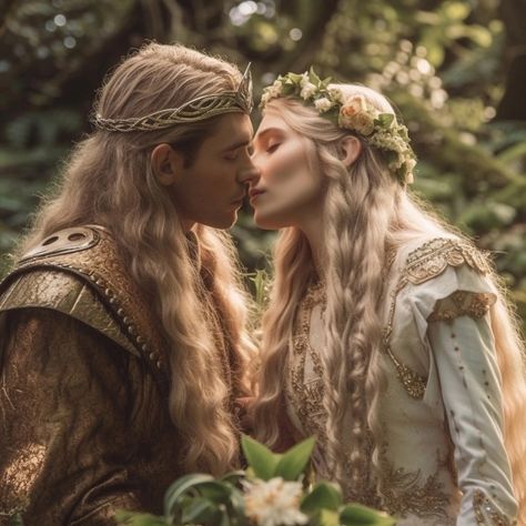 Elf Couple Art, Elven Couple, Dream Fantasy, Fantasy Couples, Tauriel, Princess Aesthetic, Fairytale Art, Fantasy Aesthetic, High Fantasy