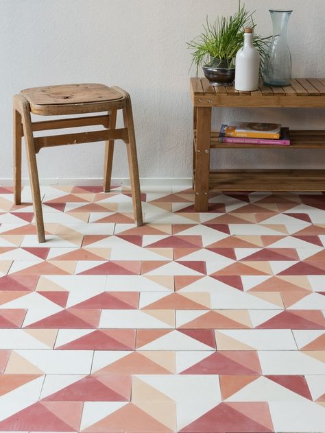 Interior Designer Sophie Robinson chooses favourite encaustic cement tiles Smink Things geometric orange Orange Floor Tiles, Geometric Floor Tiles, Cement Tile Floor, Sophie Robinson, Old Havana, Tiled Hallway, Geometric Floor, House Dream, Patterned Floor Tiles