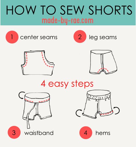 Sew Shorts, Tips Menjahit, Couture Bb, Diy Sy, Sewing Shorts, Diy Shorts, Sew Ins, Costura Diy, Beginner Sewing Projects Easy