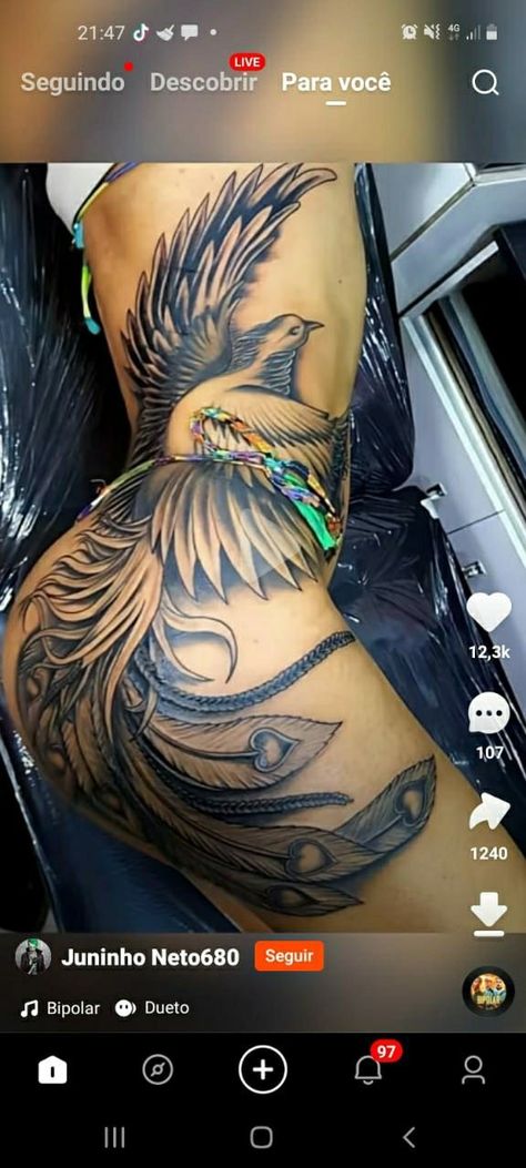 Tattoo Bein Frau, Thigh Tattoo Ideas, Pattern Tattoos, Side Tattoos Women, Tattoo Ideas Inspiration, Phoenix Tattoo Feminine, Side Thigh Tattoos, Cute Thigh Tattoos, Girl Thigh Tattoos