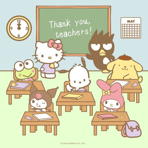 Happy #NationalTeacherDay! 📚🍎 Cute Powerpoint Templates, Hello Kitty School, Hello Sticker, Hello Kitty Imagenes, Melody Hello Kitty, Textiles Projects, Hello Kitty Drawing, Stationary School, Sanrio Wallpaper