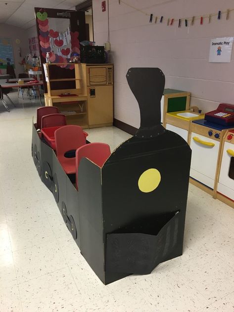 Trains Preschool, Cardboard Train, Diy Train, Polar Express Christmas Party, Polar Express Theme, Transportation Preschool Activities, Transportation Theme Preschool, Train Crafts, Dramatic Play Themes