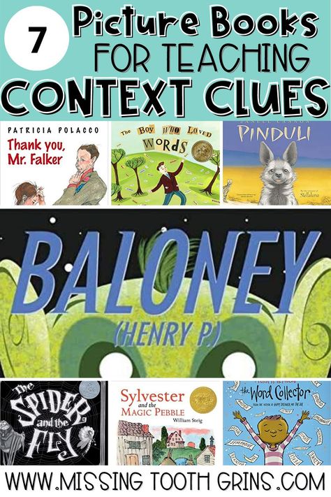 Context Clues Mentor Text Picture Books, Teaching Context Clues, Context Clues Lesson, Middle School Short Stories, Unknown Words, 1st Grade Books, Teaching Reading Comprehension, Missing Tooth, Short Passage