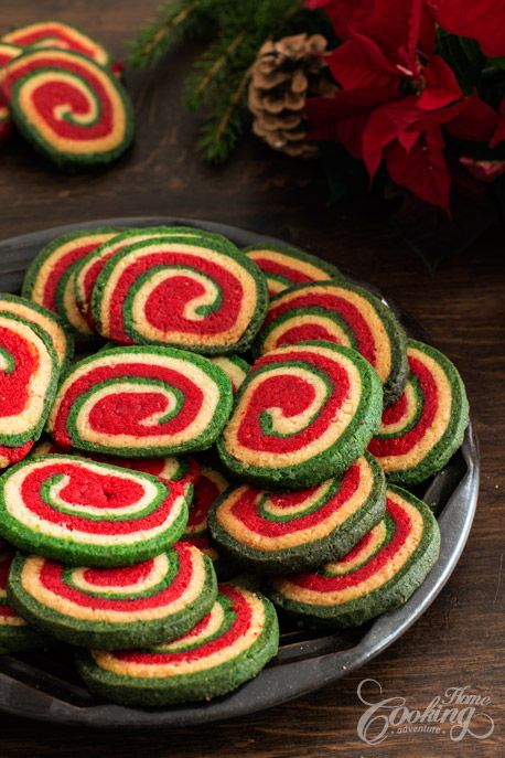 Christmas Swirl Cookies :: Home Cooking Adventure Christmas Swirl Cookies, Garlic Parmesan Fries, Swirl Cookies, Boneless Chicken Wings, Parmesan Fries, Xmas Recipes, Cookie Platter, Cookie Christmas, Meals Ideas