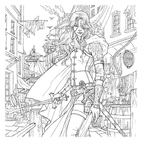 Steampunk Coloring, Adult Coloring Designs, Adult Colouring Pages, Free Adult Coloring Pages, Printable Adult Coloring Pages, Color Book, Adult Coloring Book Pages, Cute Cartoon Drawings, Throne Of Glass