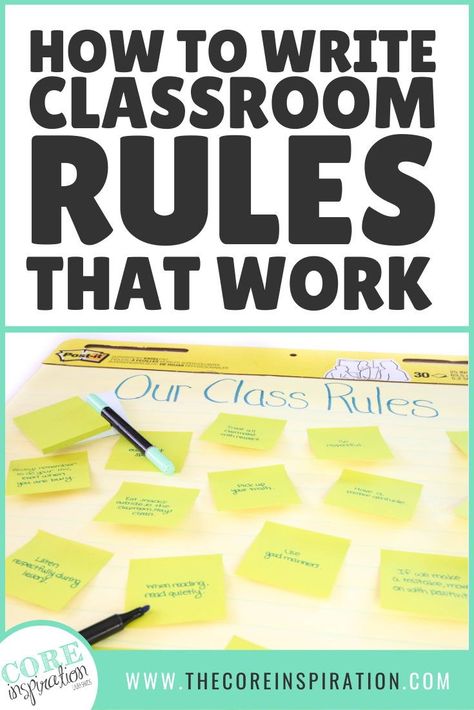 Follow this step by step guide for writing classroom rules! Follow these lesson ideas to make creating your classroom rules easy and interactive for kids. These lesson ideas are organized so that you can have classroom rules for elementary done within a week! By collaborating with your students to create your classroom rules, you'll find classroom management easier throughout the year. Plus, get ideas for creating a poster or chart to keep your rules visible. Learn more here! Creating Classroom Rules With Students, Classroom Rules Elementary School, One Rule Classroom Poster, Classroom Management Posters, Classroom Rules For High School, Back To School Rules Activities, Class Rules Chart Ideas, Classroom Rules Anchor Chart, Classroom Rules Elementary