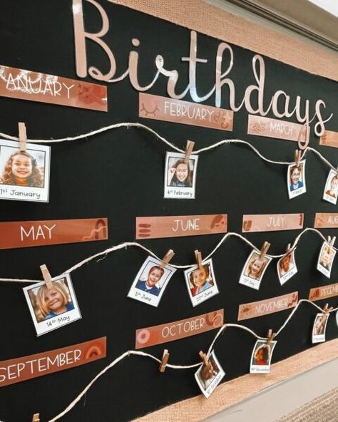 Birthday Wall Daycare Ideas, Calendar Display Ideas, Employee Birthday Board Ideas, Reggio Birthday Board, Toddler Birthday Board Ideas Classroom, Birthday Calendar Ideas Classroom, Birthday Bulletin Boards Classroom, Birthday Display Eyfs, Birthday Classroom Display