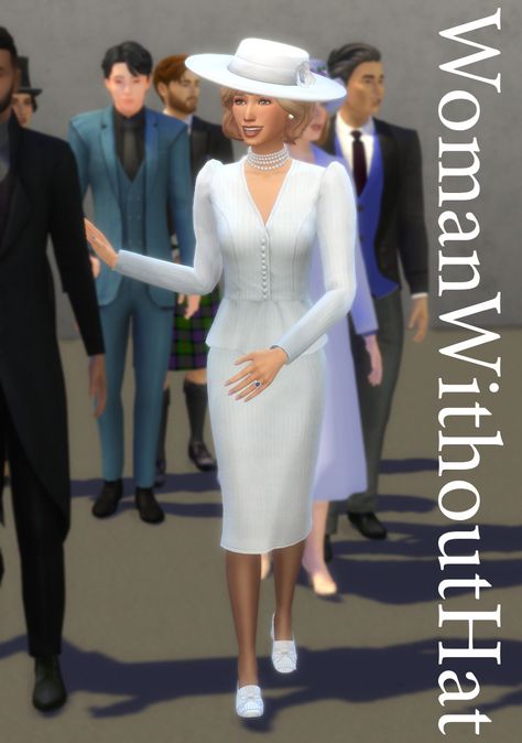 WomanWithoutHat Sims 4 Princess Diana Cc, Sims 4 Kate Middleton Cc, Royal Ascot Outfit, Sims 4 Royal, Ascot Outfits, Princess Diana Wedding, Wedding Carriage, Diana Wedding, Sims 4 Dresses