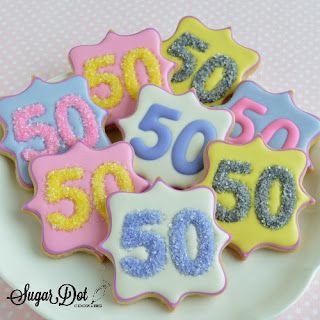 50th Birthday Sugar Cookies, Icing Biscuits, Baking Deserts, Dot Cookies, Royal Icing Cookies Recipe, Birthday Sugar Cookies, Custom Sugar Cookies, Beach Cookies, 89th Birthday