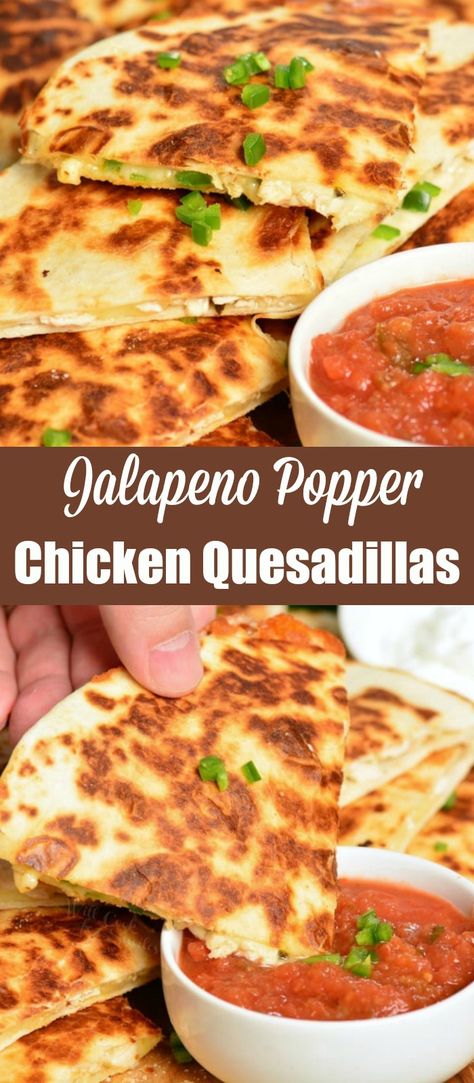 Jalapeno Popper Chicken Quesadilla, Jalepeno Popper Quesadilla, Spicy Quesadilla Recipes, Jalapeño Popper Chicken Quesadilla, Chicken Quesidias Recipes, Jalapeño Popper Crispy Chicken Tacos, Chicken Recipes With Jalapenos, Jalapeño Popper Quesadilla, Copycat Chilis Chicken Bacon Ranch Quesadilla