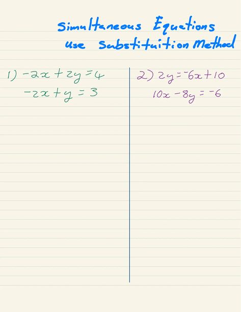 Substitution Method, Simultaneous Equations, Equations, Distance Learning, Assessment, Bullet Journal