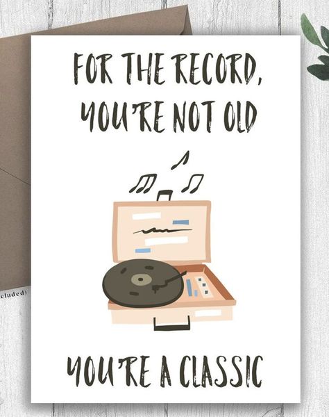 Funny Birthday Card, Classic Retro Record Player Birthday Card For Older Friend, Her, Grandma, Mom Funny Bday Card, Grandpa Birthday Card, Father Birthday Cards, Grandma Cards, Retro Record Player, Grandma Birthday Card, Happy Birthday Cards Diy, Creative Birthday Cards, Happy Birthday Card Funny