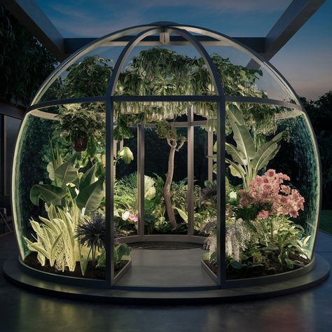 Step into your personal greenhouse paradise 🌱🏡 #innovativegarden #plantlife #indoorgreenhouse Personal Greenhouse, Round Greenhouse, Greenhouse Design, Indoor Greenhouse, Glass Garden, Plant Life, Terrace, Pop Up, Paradise