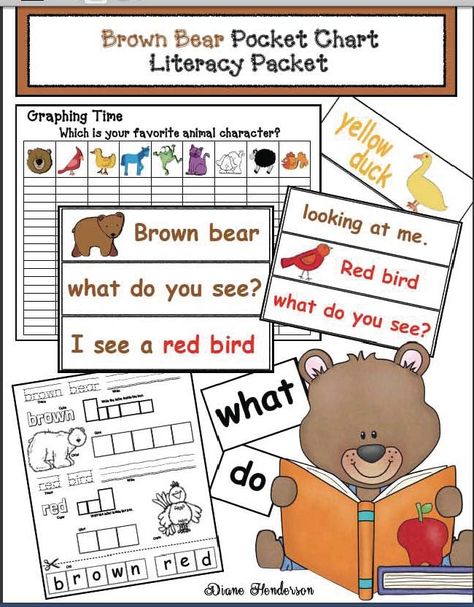 Brown Bear Kindergarten Activities, Bear Puzzles, Brown Bear Brown Bear Activities, Bear Activities, Pocket Chart Center, Story Review, Brown Bear Brown Bear, Pocket Charts, Color Words