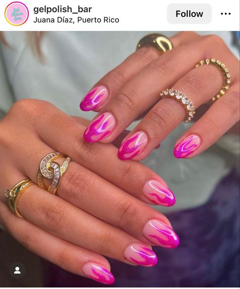 Fuchsia Flames 💖🔥 Fuchsia Nails Design, Aesthetic Summer Nails, Trendy Nail Designs, Summer Gel Nails, Nails Design Ideas, Glamorous Nails, Professional Nail Art, Simple Aesthetic, Trendy Nail