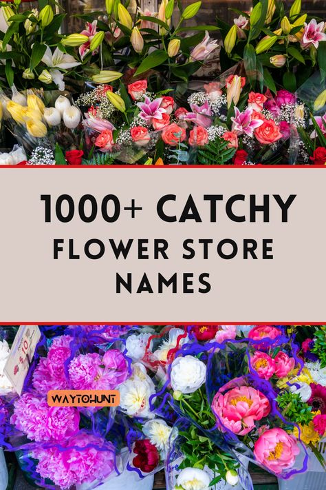 1000+ Catchy Flower Store Names Flower Trailer Shop, Floral Business Names, Flower Farm Names, Flower Shop Names Ideas, Flower Business Names, Floral Shop Aesthetic, Floral Names, Store Names Ideas, Cottage Names