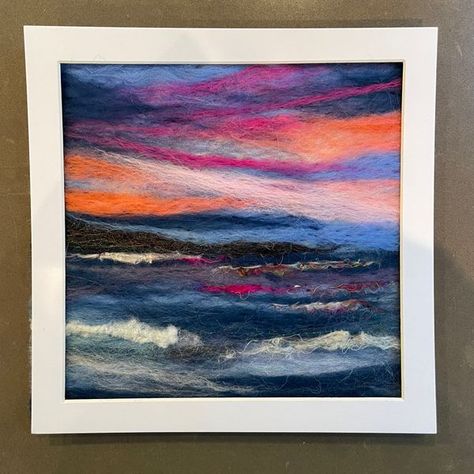 Needle Felt On Canvas, Felting Landscapes Inspiration, Needle Felt Seascape, Wool Paintings Needle Felting, Wet Felted Pictures Wall Hangings, Wool Felt Projects, Hand Crafted Gifts, Learn To Paint, Felting Projects