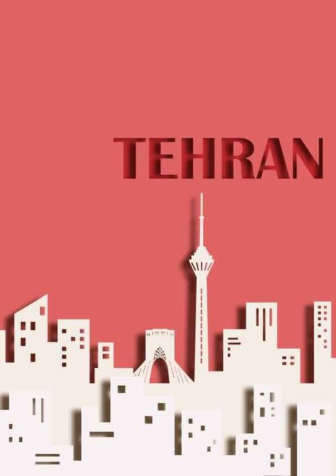 papercut out art illustration of TEHRAN by illustrator Iran Illustration Art, Tehran Illustration, Tehran Wallpaper, Iran Illustration, Iran Poster, Japanese Tattoo Words, Exhibition Display Design, Typography Shirt Design, Office Wall Design