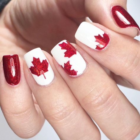 The prettiest Canada Day nails I've ever seen Canadian Nails, Canada Day Nails, Leaf Stencils, Travel Nails, Concert Nails, About Canada, Canada Eh, How To Cut Nails, Lovely Nails