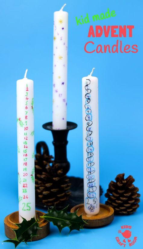 Homemade advent candles are fun for kids and grown ups. A simple Christmas craft the whole family will enjoy day after day during the Christmas countdown. Advent Candles Diy, Christmas Sunday School Crafts, Advent Crafts, Homemade Advent Calendars, A Simple Christmas, Advent Candle, Advent For Kids, Kids Craft Room, Advent Activities