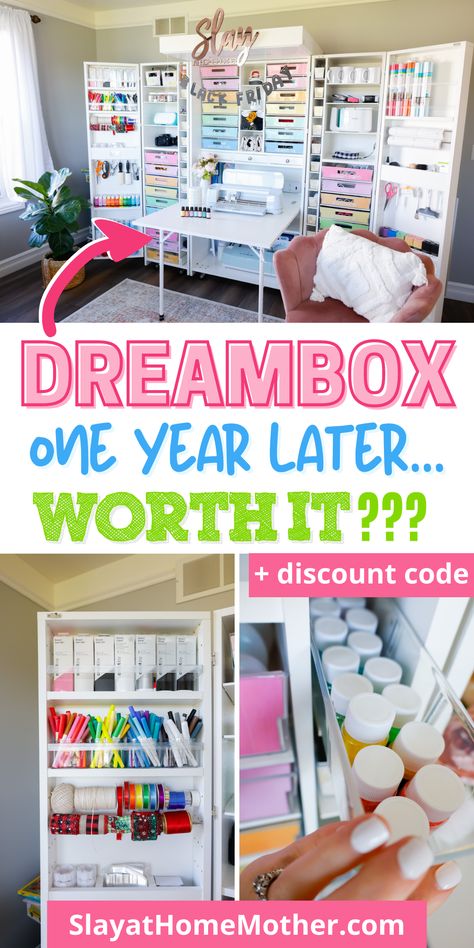 Dreambox Craft Room, Craft Storage In Bedroom, Craft Organization Closet, Craft Room Cabinets Organization, Craft Room Cabinets Storage, Craft Storage Small Space Diy, Cricut Maker Storage Ideas, Dream Box Ikea Hack, Crafting Cabinet Organization