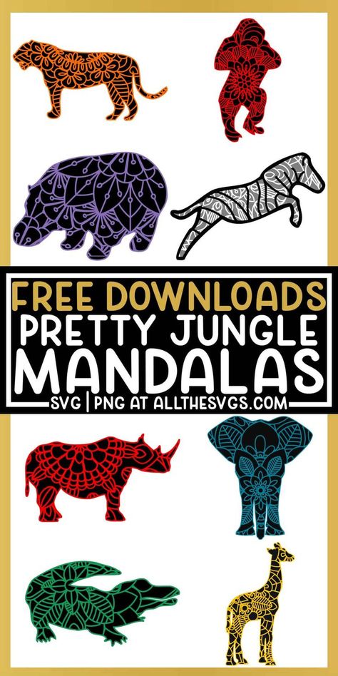 Brother Png, Animal Mandala, Lion Mandala, Stencil Printing, Mandala Stencils, Cricut Projects Beginner, Animal Silhouette, Jungle Safari, Silhouette Free