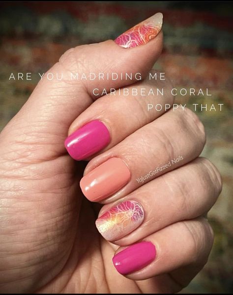 Color Street Poppy That, Poppy That Color Street Combo, Colorstreet Combos, Nail Combos, Multicolored Nails, Mani Ideas, Nail Color Combos, Mixed Mani, Pretty Nail Colors