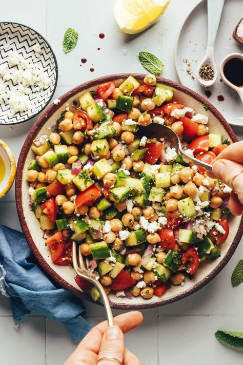 Cucumber Chickpea Salad, Bean Protocol, Salad Entree, Recipes Chickpeas, Tofu Fish, Mediterranean Cucumber, Falafel Wraps, Tofu Wraps, Salad Cucumber