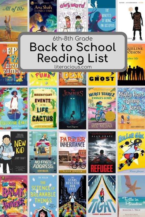 6th-8th Grade Back To School Reading List – Literacious 6th Grade Books To Read, 8th Grade Reading List, 8th Grade Reading, Middle School Books, Middle School Literacy, 6th Grade Reading, Elementary Library, Middle School Reading, Middle Grade Books